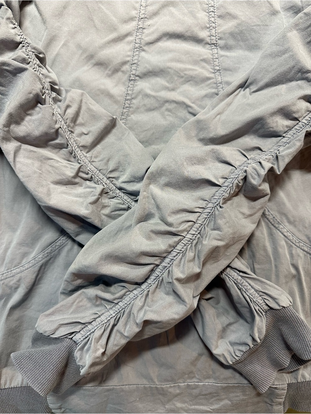 Wearables Gray Ruched Mesh Zip Jacket Size XS Utility Bomber - Picture 12 of 12